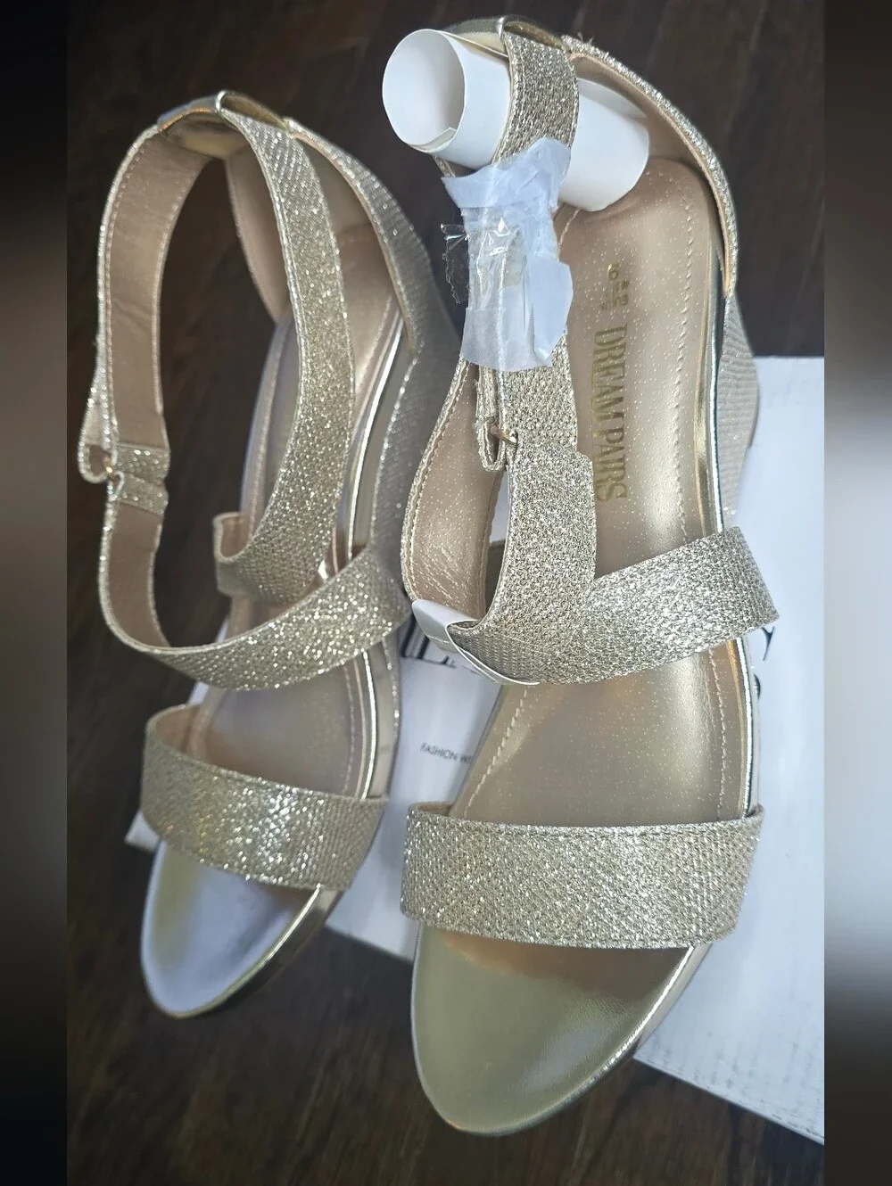 Dream Pairs Gold Glitter Strappy Sandals
